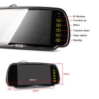 Pantalla Digital AHD de 12V, 7 pulgadas, espejo retrovisor, pantalla dividida