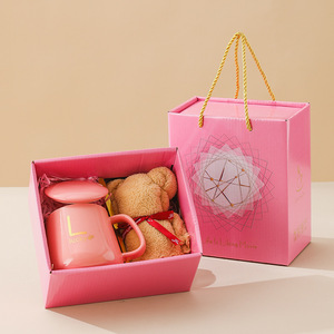 IStapromo Regali Nuova Idea Prodotto 2024 Tazza in Ceramica Mini Arancione con Asciugamano Orsetto Marrone, Cucchiaino Carino e Confezione <span class=keywords><strong>Regalo</strong></span> - Product Image 2