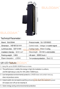Système de durcissement UV LED refroidi par eau haute intensité 14W/<span class=keywords><strong>cm</strong></span>² pour imprimantes à plat modèles 6090, 1513, 3220 avec longueur d'onde 385-395nm - Product Image 4
