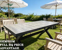 Meubles de jardin sur mesure, table à manger extérieure avec plateau en verre trempé, structure en aluminium, table extensible pour restaurant ou villa
