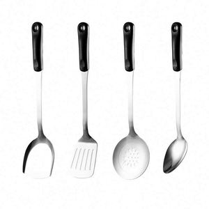 Kitchen Cooking Utensils Set with Stainless Steel Spatula Skimmer and Soup Ladle Metal Kitchenware with Plastic Handle - Product Image 1