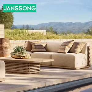 Meubles de jardin en bois massif de luxe haut de gamme pour villa, mobilier d'extérieur unique, ensemble de canapé en teck avec coussin imperméable - Product Image 1