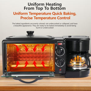 Бытовая машина для завтрака 3-в-1, электрическая многофункциональная печь для кофе, тостер со сковородой и хлебопечкой, мини-духовка - Product Image 5