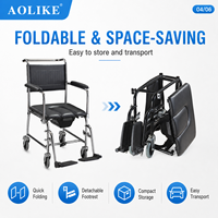 Chaise de toilette pliante en acier avec accoudoirs rabattables pour centre de réadaptation et soins à domicile, certifiée CE