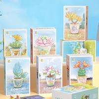Mainan Blok Bangunan Model Kreatif Bunga Kaktus Mawar Daisy Pinus Bonsai Plastik ABS 100+ Potongan Hadiah untuk Unisex Usia 5-7 Tahun