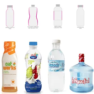 Özel maden suyu şişe etiketleri Shrink suyu içecek şişeleri etiket profesyonel baskı ambalaj etiketleri