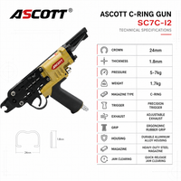 Outil de fixation pneumatique ASCOTT SC7C pour anneaux en C de 24 mm avec corps en aluminium pour l'assemblage de ressorts de matelas et de rembourrage de meubles