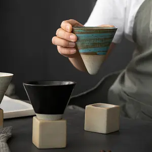 크리 에이 티브 레트로 크로스 보더 컵 깔때기 세라믹 일본 거친 도자기 머그 CLASSIC 머그 커피 컵