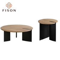 Ensemble de tables basses rondes modernes de luxe, grandes et petites, en bois massif, style nordique, tables à thé, tables basses