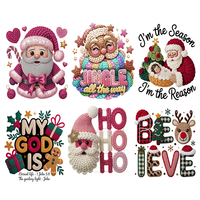 Películas de Transferencia DTF 3D con Estampados Navideños de Hilo Sintético, Listas para Prensar, MOQ Bajo, Proveedor Chino, para Camisetas
