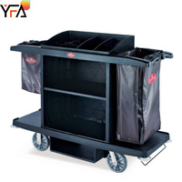 Chariot pliable multifonctionnel en plastique pour l'entretien ménager des hôpitaux, chariot de service d'entretien ménager pour hôtels