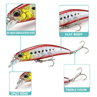 TOPRIGHT 6.5g 60mm M60s Spearhead Ryuki 60S Leurre dur en plastique coulant type Minnow pour la pêche au bar Jerkbait