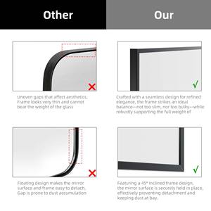 Fabbrica all'ingrosso muro Hotel wc 24 pollici moderno grande quadrato 24X30 nero incorniciato vanità nero incorniciato specchio bagno nero - Product Image 3