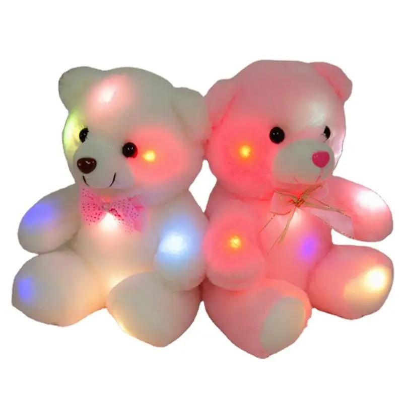 LED Colorful Light Animal Stuffed Plush Toy Decoration Birthday Valentines Day Gift for Girl Friend Children Teddy Bear Rag Doll