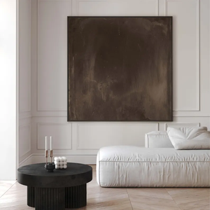 Pintura al Óleo sobre Lienzo Minimalista en Tonos Tierra, Estilo Wabi-Sabi, Color Marrón Oscuro, Pintada a Mano por B&C ART, Arte de Pared de Guangdong - Product Image 4