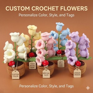 โคมไฟตั้งโต๊ะรูปดอกลิลลี่วัลเล่ย์ถักโครเชต์ทำมือ ของตกแต่งห้องนอน ของขวัญวันเกิด งานฝีมือสิ่งทอ - Product Image 2