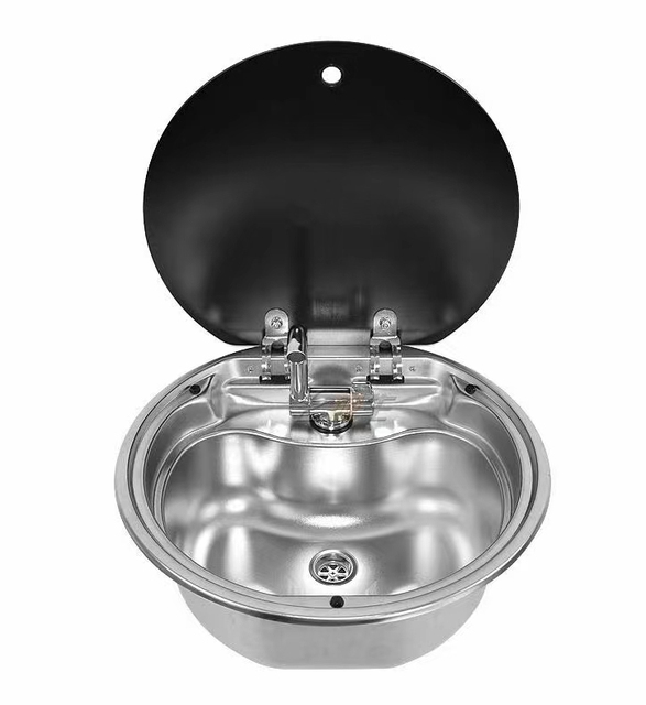 Single Bowl With Toughened Glass Stainless Steel Camper Motorhome Portable Caravan RV Kitchen Sink