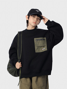 <span class=keywords><strong>Sweat</strong></span>-shirt de loisirs en coton teint à la main pour garçons, style japonais, nouvelle collection automne-hiver 2026, avec poche contrastante pour enfants - Product Image 5