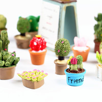 Miniatures de maison de poupée, plantes succulentes en pot de dessin animé, accessoires, modèles miniatures, ornements de micro-paysages