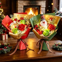 AIDA AD27 Bouquet de roses en savon de Noël en gros avec guirlande lumineuse LED, cadeau de vacances, idéal pour l'envoi