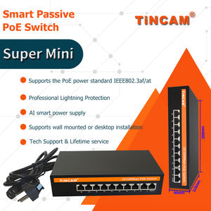 TINCAM Super Mini 10 puertos <span class=keywords><strong>POE</strong></span> Switch 48V 100 metros 8 RJ45 <span class=keywords><strong>PoE</strong></span> 10/100M + 2 RJ45 uplink 10/100M Interruptores <span class=keywords><strong>PoE</strong></span> de tamaño pequeño para CCTV - Product Image 4