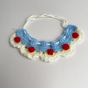 Hand Hook Knitted Pet Bib With Flower Decor <b>For</b> <b>Cats</b> Dogs Four Seasons Use - Product Image 2