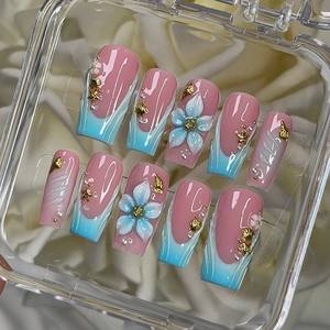 <span class=keywords><strong>Faux</strong></span> <span class=keywords><strong>ongles</strong></span> personnalisés 100% faits à la main, fleur de perle rose 3D, blush, art des <span class=keywords><strong>ongles</strong></span>, nouveau, portables, luxe, formes carrées et stiletto, magnifiques - Product Image 2