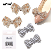 IRun Clips de Chaussures Décoratifs en Métal avec Nœud en Strass, Boucle en Strass Diamant et Breloque en Cristal Coloré pour Talons Hauts
