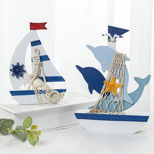 Figurine de voilier méditerranéen, modèle de bateau en bois, décoration d'intérieur, cadeau de mariage, matériau MDF, forme irrégulière - Product Image 1