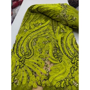 Nuovo Tessuto in Tulle di Velluto <span class=keywords><strong>con</strong></span> <span class=keywords><strong>Perline</strong></span> per Abiti da Sposa, Lussuoso Tessuto in Pizzo di Velluto Africano Ricamato <span class=keywords><strong>con</strong></span> <span class=keywords><strong>Perline</strong></span> - Product Image 1