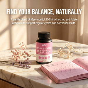 Cápsulas de Inositol OEM, Suplemento de Mio-Inositol y D-Chiro-Inositol 40:1 con Folato y Vitamina D, Favorece el Bienestar Ovárico para Mujeres - Product Image 2