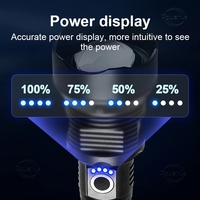Lampe torche LED tactique XHP70 la plus puissante, rechargeable, haute luminosité, USB, alliage d'aluminium, étanche IP55, 2000 lumens, 2x18650