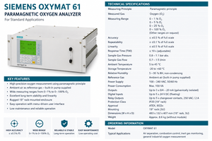 Analyseur de gaz oxygène paramagnétique industriel OXYMAT 61, écran LCD, haute précision, construction en acier inoxydable, alarme par relais OXYMAT - Product Image 4