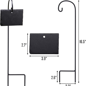 Ensemble de 1 piquet métallique de 40 cm pour étiquettes de plantes et 1 étiquette rectangulaire en pierre de 10 x 7 cm pour jardin, vente en gros - Product Image 3
