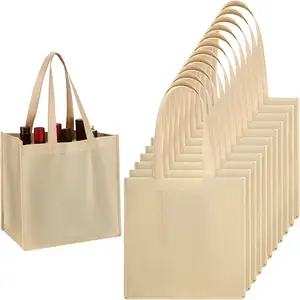 KAISEN Eco Reusable 6 Bottles Non Woven Grocery Shopping Tote Wine Bag Non Woven Tote Bag Pp Wine Bag For Bar