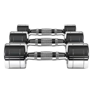Haltères de musculation à tête ronde 10 kg en acier inoxydable chromé, poids réglable, durables, antidérapants, ensemble - Product Image 6