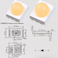 JNJ 2835 Diode Émettrice de Lumière (DEL) SMD à Haute Puissance, Lumière Blanche et Ambre, Flux LM pour Éclairage LED, Puce InGaN pour Lampes de Croissance