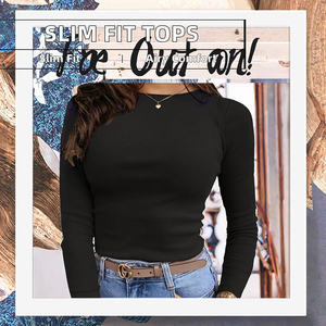 T-shirts ajustés à manches longues style Y2K pour femmes, en maille côtelée respirante, hauts basiques moulants pour l'automne et les sorties - Product Image 2