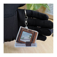 Breloques de porte-clés en acrylique personnalisables imprimées UV, design transparent, pour souvenirs de mosquées islamiques saoudiennes, légères, vente en gros
