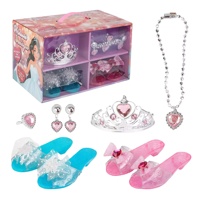 Jouets chanceux princesse bijoux Boutique habiller chaussure jeu de rôle accessoires de mode couronne anneau boucle d'oreille colliers filles beauté cadeau