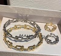 Bracelet en forme de fer à cheval Caicai, bijoux, bracelet ouvert plaqué or, plein de diamants, anneau léger, luxe haut de gamme, micro-incrustation de zircon