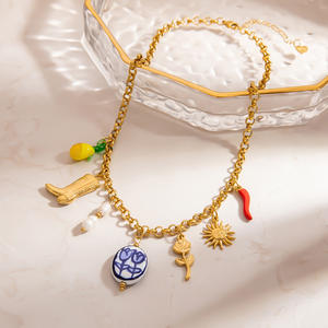 Collar con <span class=keywords><strong>Colgante</strong></span> de Fruta SUMMLY, Bonito, al por Mayor, Chapado en Oro de 18K, Acero Inoxidable, para Mujer, Joyería de Moda - Product Image 5