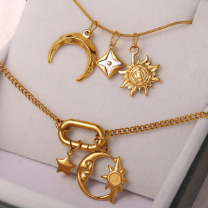 Colgantes Temáticos de Sol, Luna y Estrella, Chapados en Oro de 18K, con Cristales de Estrás, Accesorios de Joyería DIY para Mujer, Uso Diario - Product Image 3