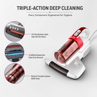 Aspirateur anti-acariens filaire léger sans sac à ultrasons avec lampe UV 400W 100-240V 9Kpa
