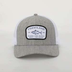 Custom High Quality 6 Panel Classic Polyester Cotton Low Moq Heather Grey Embroidery <b>Patch</b> Logo Mesh Trucker Cap Hat for Sale - Product Image 2