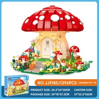 Ensemble de blocs de construction maison champignon fantastique 1296 pièces avec lumières LED, décoration romantique DIY, jouet créatif, cadeau pour enfants et adultes