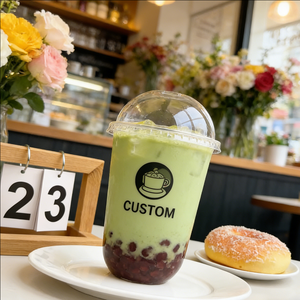 Gobelets en plastique rigide transparent de 16 oz pour thé au lait avec couvercles et pailles - Product Image 4