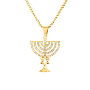 Toptan özel moda ince altıgen yıldız kadeh şekli 18K altın kaplama paslanmaz çelik titanyum kolye kolye - Product Image 1