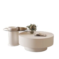 Ensemble de table à thé multifonctionnel de style minimaliste moderne, couleur crème, table basse pour petits salons, meubles de style nordique pour la maison