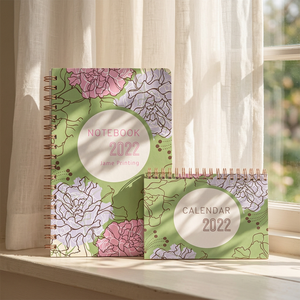 Jame Printing 2027 Floral Notebook <b>Calendar</b> Set Spiral Bound Paper Desk Planner Green Pink Cover - Product Image 1